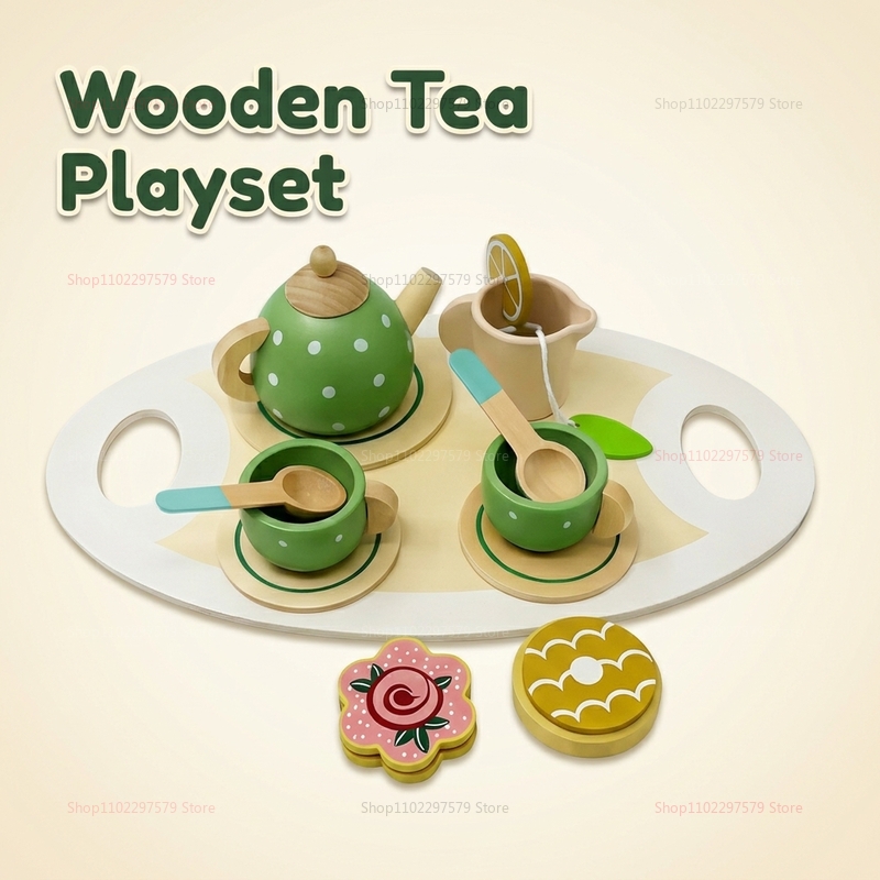 Play Friends Party Games - Kids Wooden Afternoon Tea Set Toys