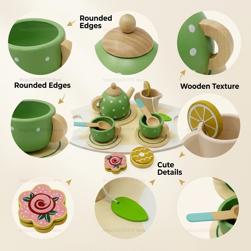 Kids Wooden Afternoon Tea Set  - Play Friends Party Games reseña y precio
