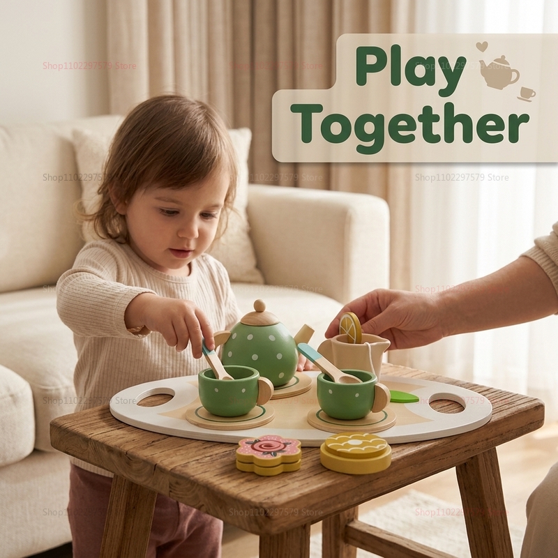 Kids Wooden Afternoon Tea Set  - Play Friends Party Games reseña y precio