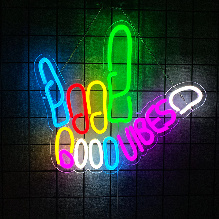 Good Vibes Peace Hand Neon Sig - Party Games On Switch reseña y precio