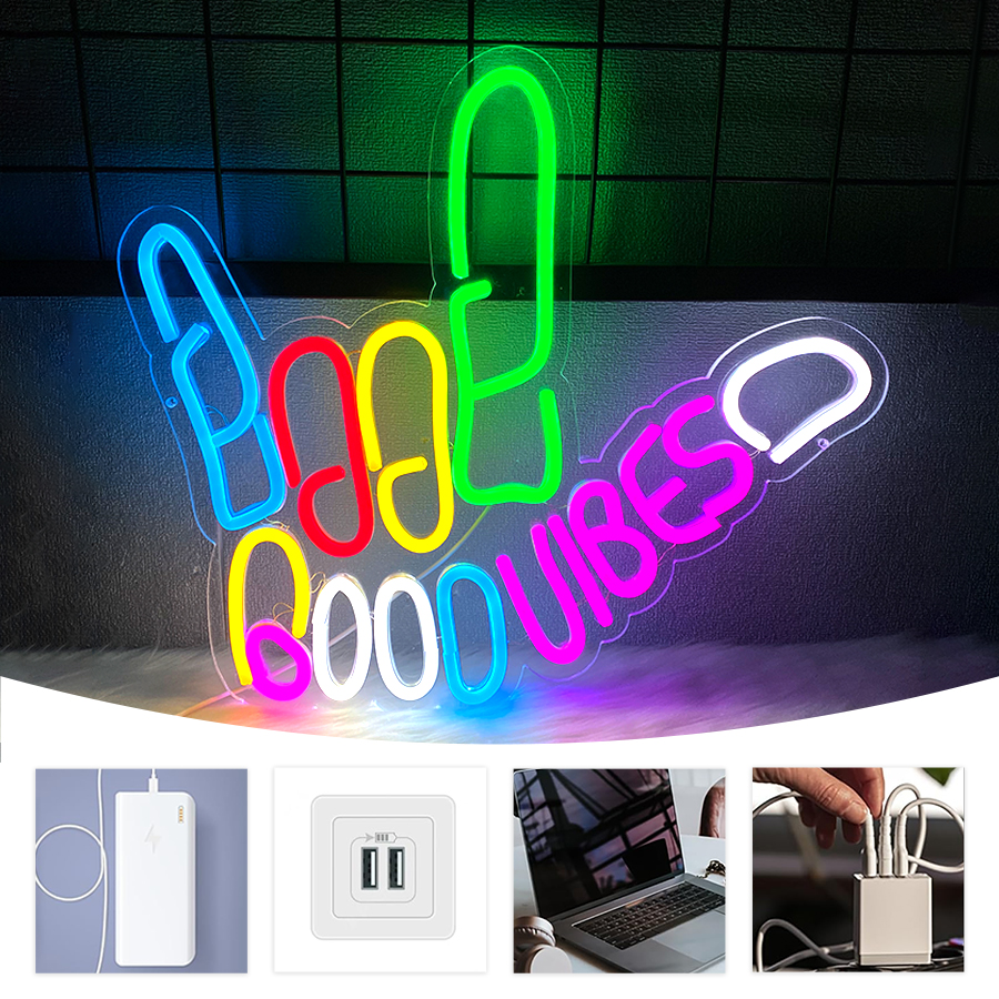 Good Vibes Peace Hand Neon Sig - Party Games On Switch reseña y precio