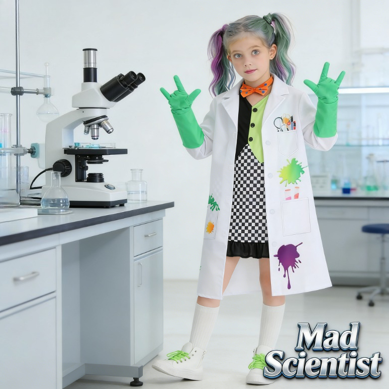 Kids Mad Scientist Costume Gir - Party Games Lab reseña y precio